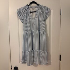 Joy Joy Blue and White Striped Dress